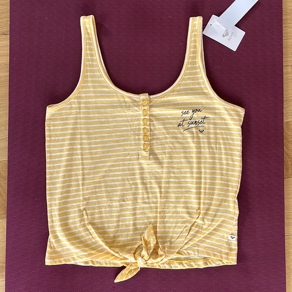 NWT Roxy stripe Tie-Front Tank Top - Picture 1 of 8